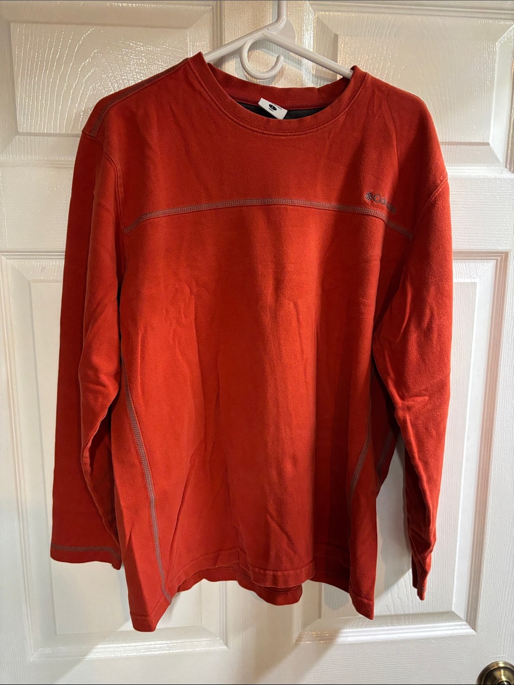 Columbia Men's Orange Red Crewneck Lined Long Sleeve Pullover Size Large